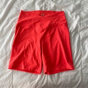 criss cross workout shorts neon orange